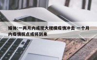 媒体:一两月内或现大规模疫情冲击 一个月内疫情拐点或将到来